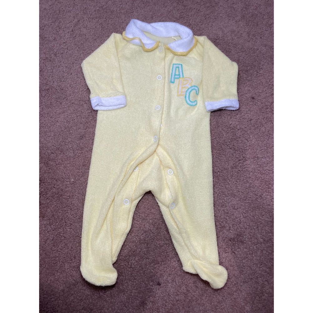 Vintage Baby Onesie ABC Scalloped Collar‎ Paper Tag Size S